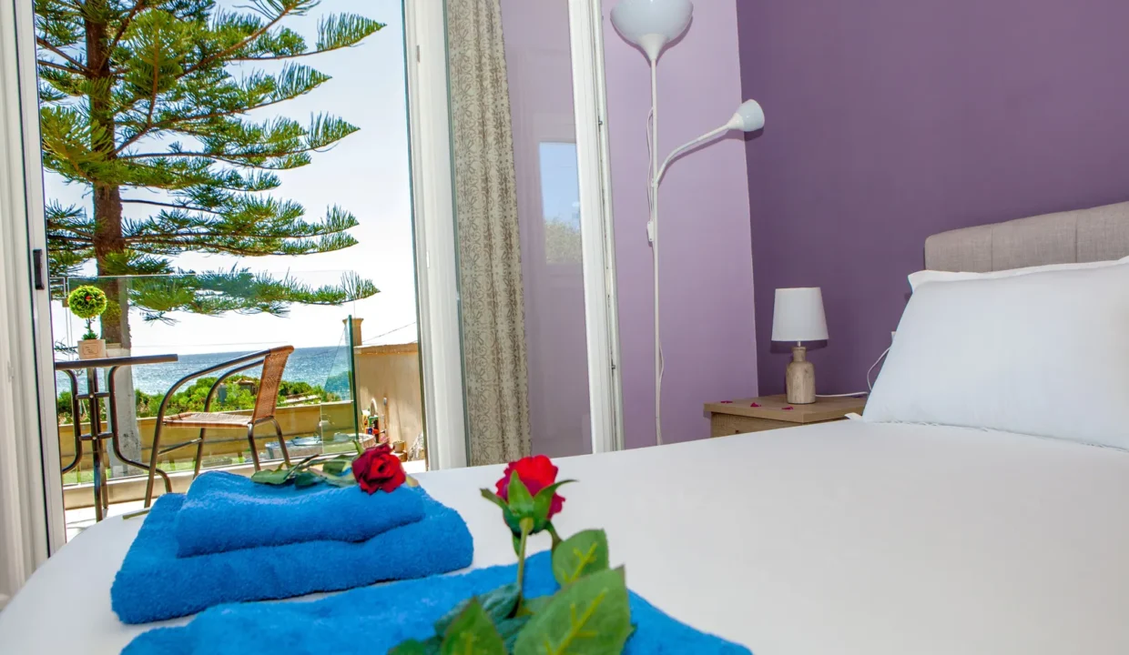 Schlafzimmer Meerblick, Strandhaus Filippos